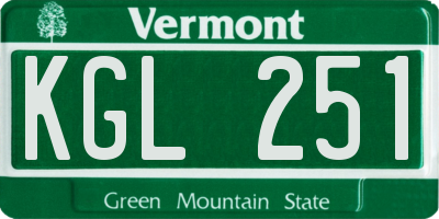VT license plate KGL251
