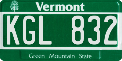 VT license plate KGL832