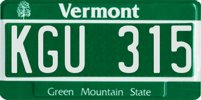 VT license plate KGU315