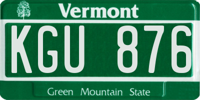 VT license plate KGU876