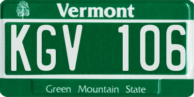 VT license plate KGV106