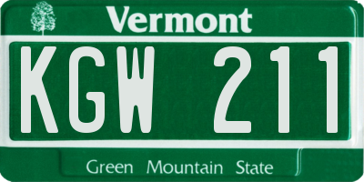 VT license plate KGW211