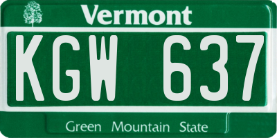 VT license plate KGW637