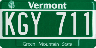 VT license plate KGY711