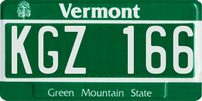 VT license plate KGZ166
