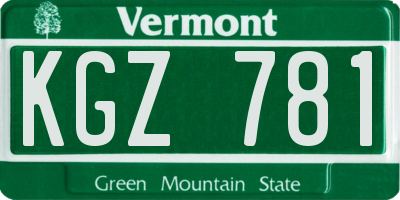 VT license plate KGZ781