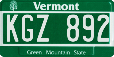 VT license plate KGZ892