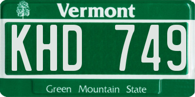 VT license plate KHD749