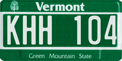 VT license plate KHH104