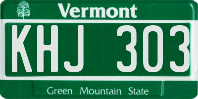 VT license plate KHJ303