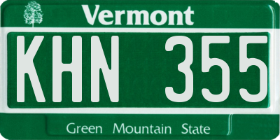 VT license plate KHN355