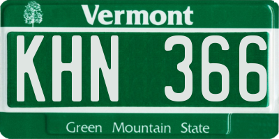 VT license plate KHN366
