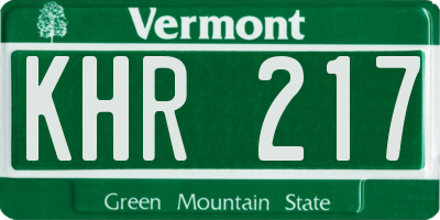 VT license plate KHR217