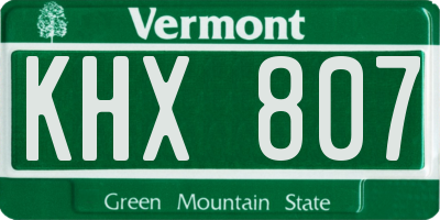 VT license plate KHX807