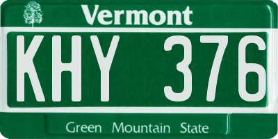 VT license plate KHY376