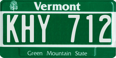 VT license plate KHY712