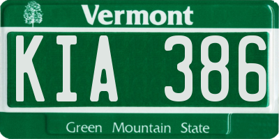 VT license plate KIA386