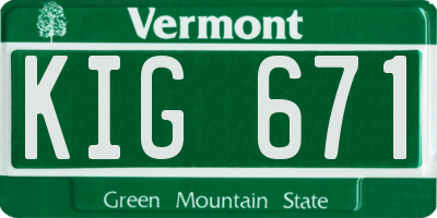 VT license plate KIG671