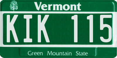 VT license plate KIK115