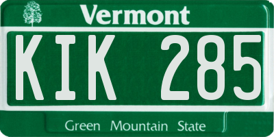 VT license plate KIK285