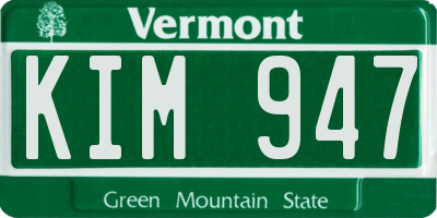 VT license plate KIM947