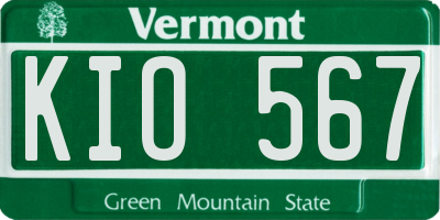 VT license plate KIO567
