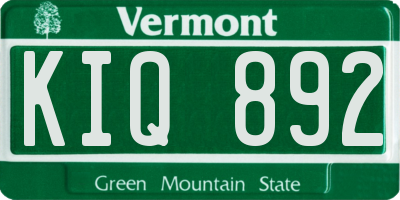 VT license plate KIQ892