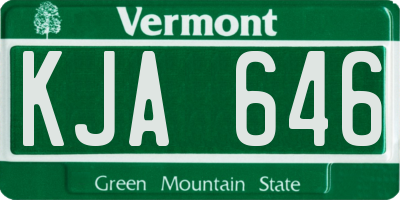 VT license plate KJA646