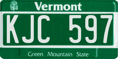 VT license plate KJC597