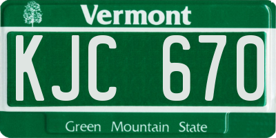 VT license plate KJC670