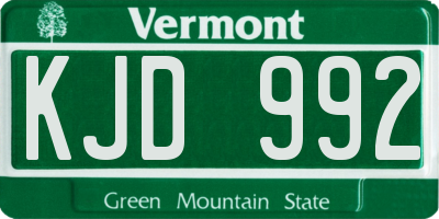 VT license plate KJD992
