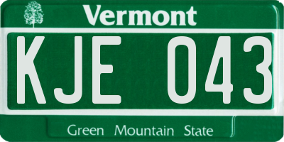 VT license plate KJE043