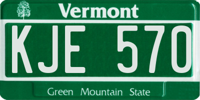 VT license plate KJE570