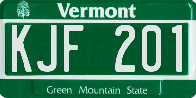 VT license plate KJF201