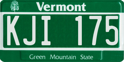 VT license plate KJI175