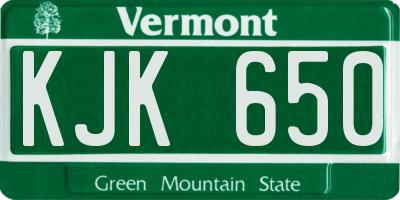VT license plate KJK650