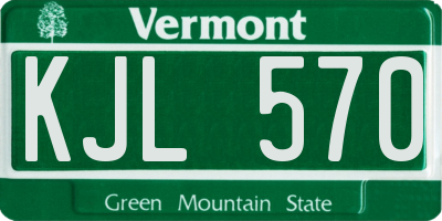 VT license plate KJL570