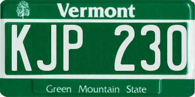 VT license plate KJP230