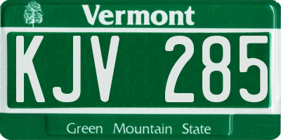 VT license plate KJV285