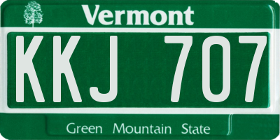 VT license plate KKJ707