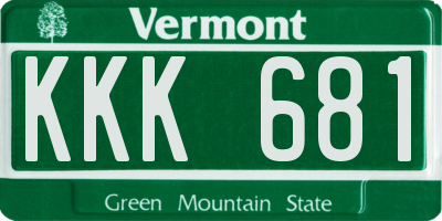 VT license plate KKK681