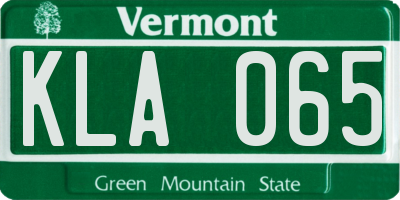 VT license plate KLA065