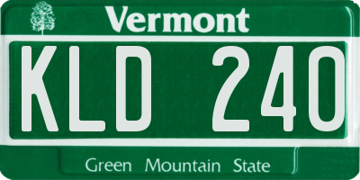 VT license plate KLD240