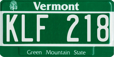 VT license plate KLF218