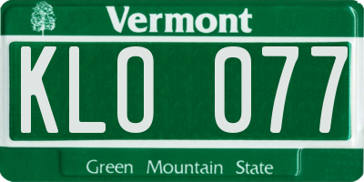 VT license plate KLO077