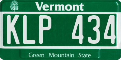 VT license plate KLP434