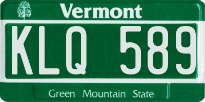 VT license plate KLQ589