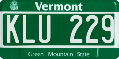 VT license plate KLU229