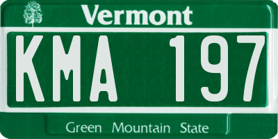 VT license plate KMA197