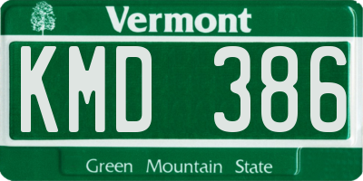 VT license plate KMD386